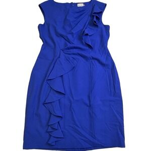 Marvin Richards Women's Size 14 Cobalt Blue Sleeveless Ruffle Sheath Dress